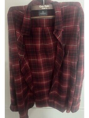 GH Bass & Co Mens XL Plaid Button Up Shirt Red Black Long Sleeve Flannel Style